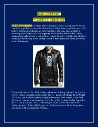 Timeless Appeal: Men's Leather Jackets