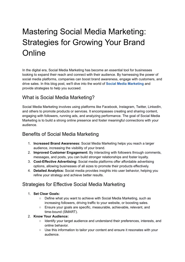 mastering social media marketing strategies