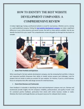 How to Identify the Best Website Development Companies