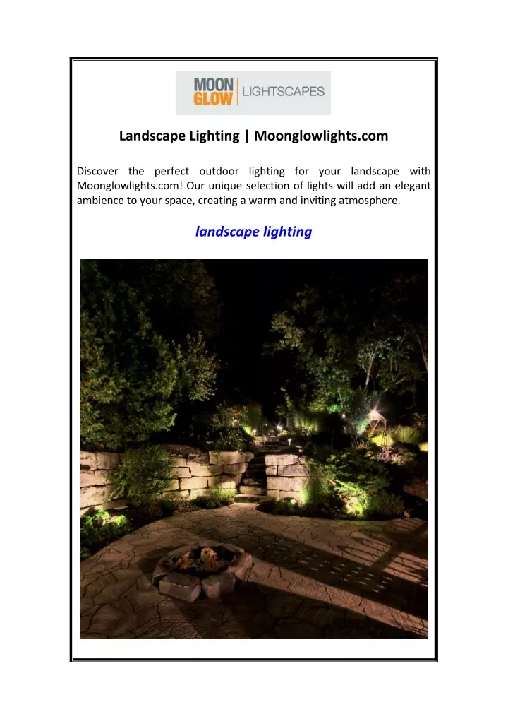 landscape lighting moonglowlights com