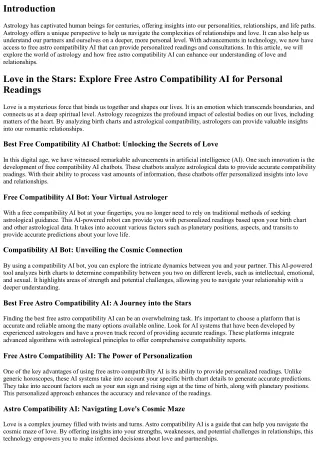 Love in the Stars: Explore Free Astro Compatibility AI for Personal Readings
