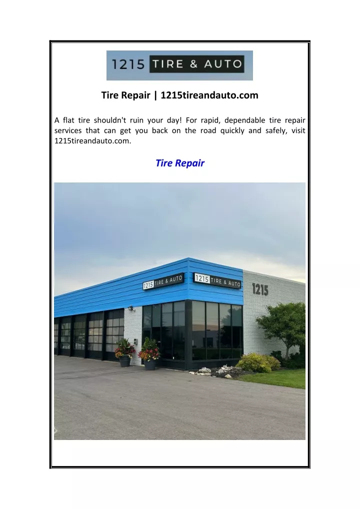 tire repair 1215tireandauto com