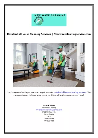 Residential House Cleaning Services | Newwavecleaningservice.com