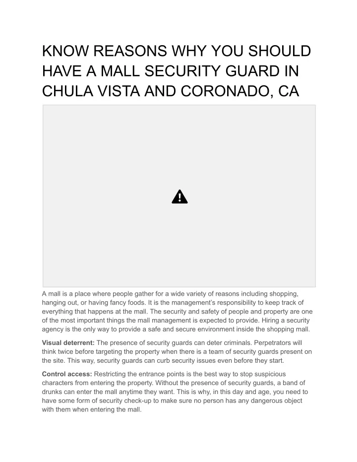 know reasons why you should have a mall security