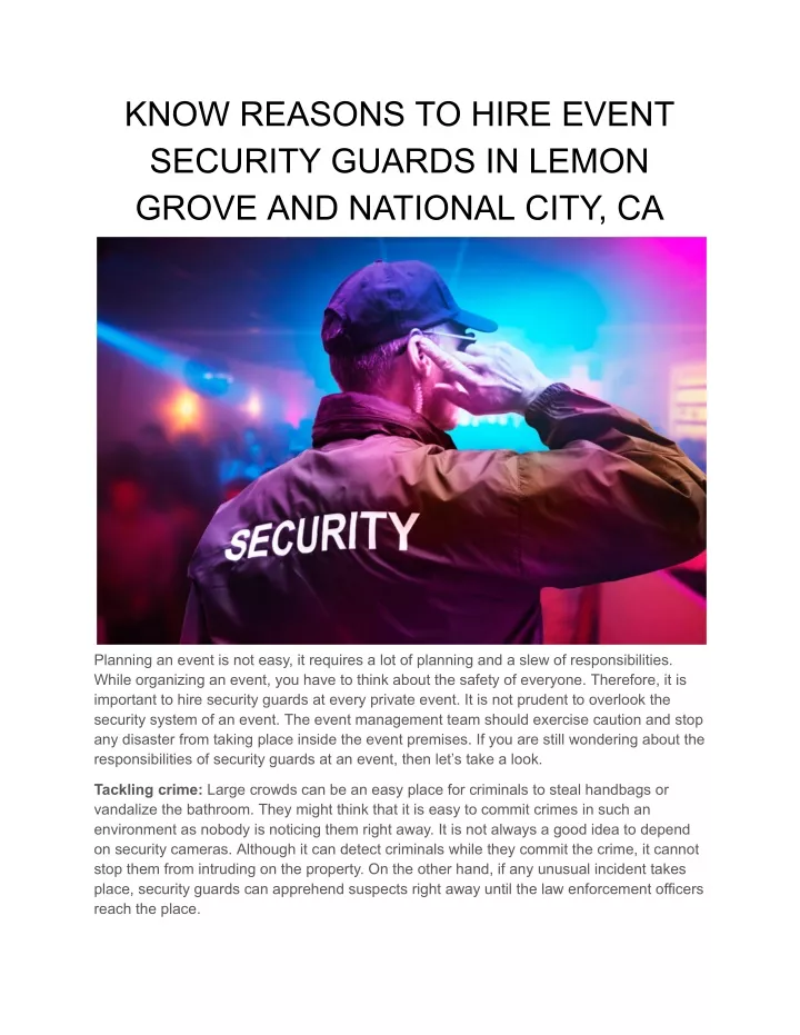 know reasons to hire event security guards