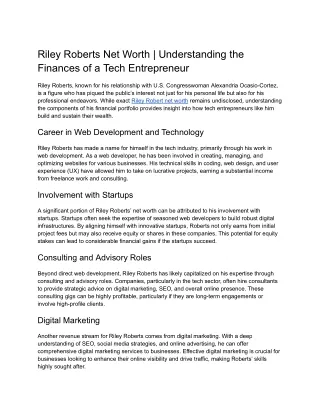 Riley Roberts Net Worth _ Understanding the Finances of a Tech Entrepreneur