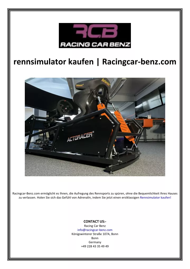 rennsimulator kaufen racingcar benz com