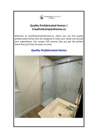 Quality Prefabricated Homes  Crawfordcompacthomes.ca