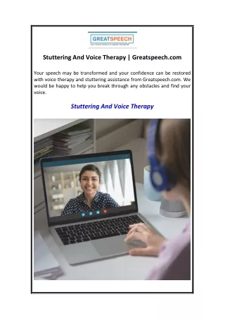 stuttering and voice therapy greatspeech com