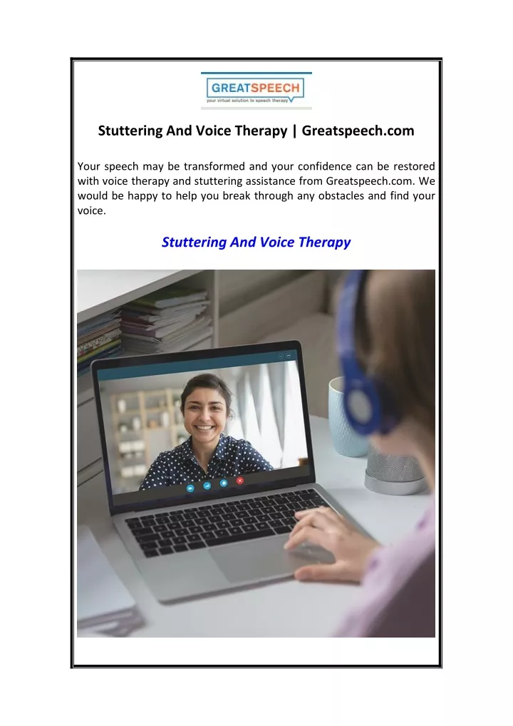 stuttering and voice therapy greatspeech com