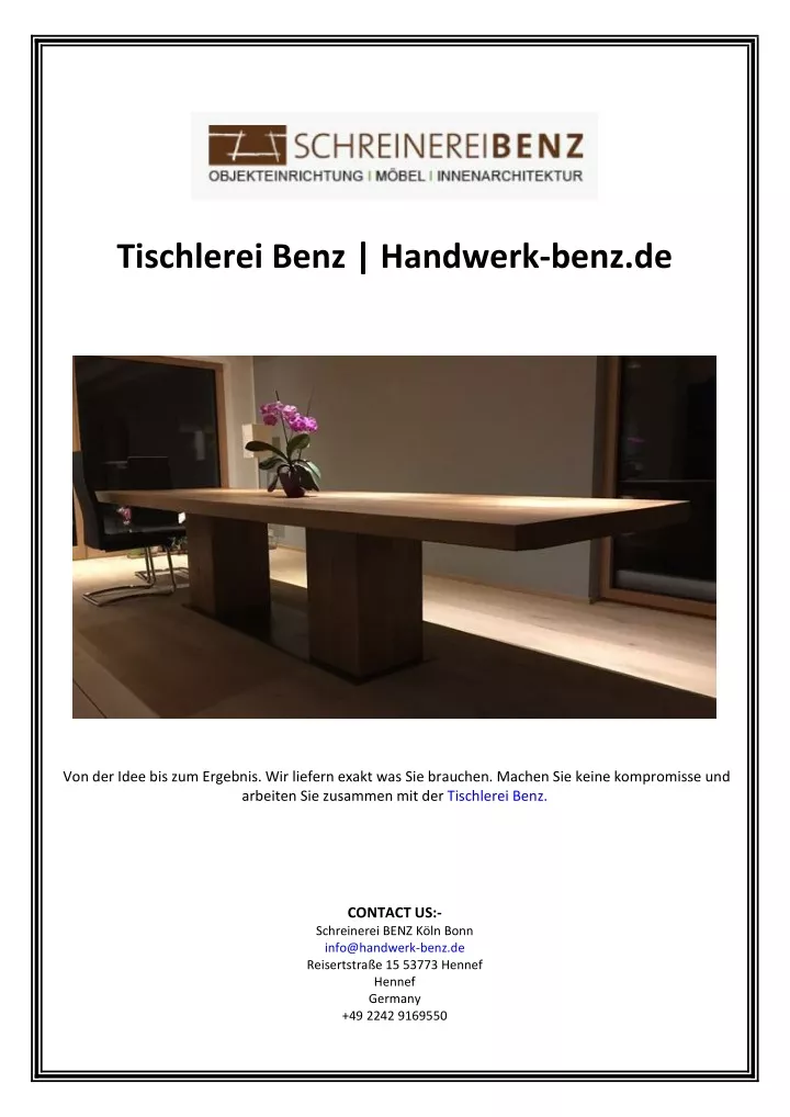 tischlerei benz handwerk benz de