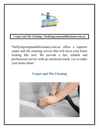 Carpet And Tile Cleaning | Theflyingcarpetandtilecleaner.com.au