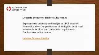 Concrete Formwork Timber Lfcs.com.au