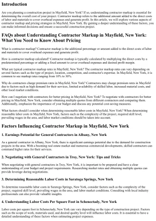 Understanding Contractor Markup in Mayfield, New York: What You Need to Know Abo