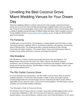 Unveiling the Best Coconut Grove Miami Wedding Venues for Your Dream Day