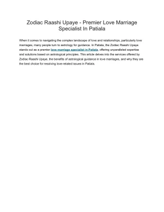 Premier Love Marriage Specialist In Patiala
