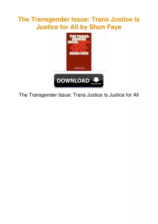 The Transgender Issue: Trans Justice Is Justice for All by Shon Faye
