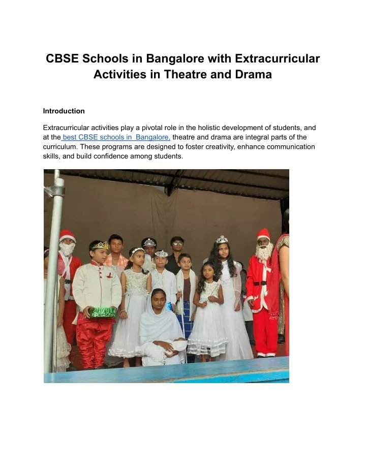 cbse schools in bangalore with extracurricular