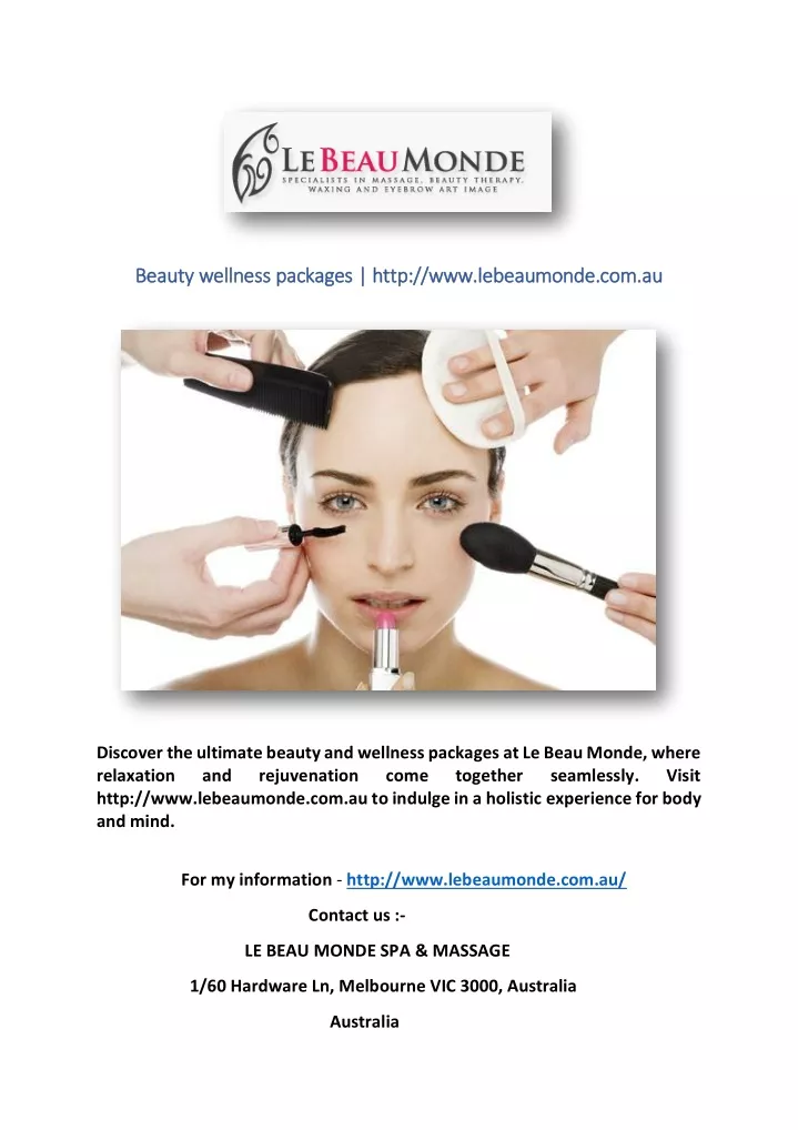 beauty wellness packages http www lebeaumonde