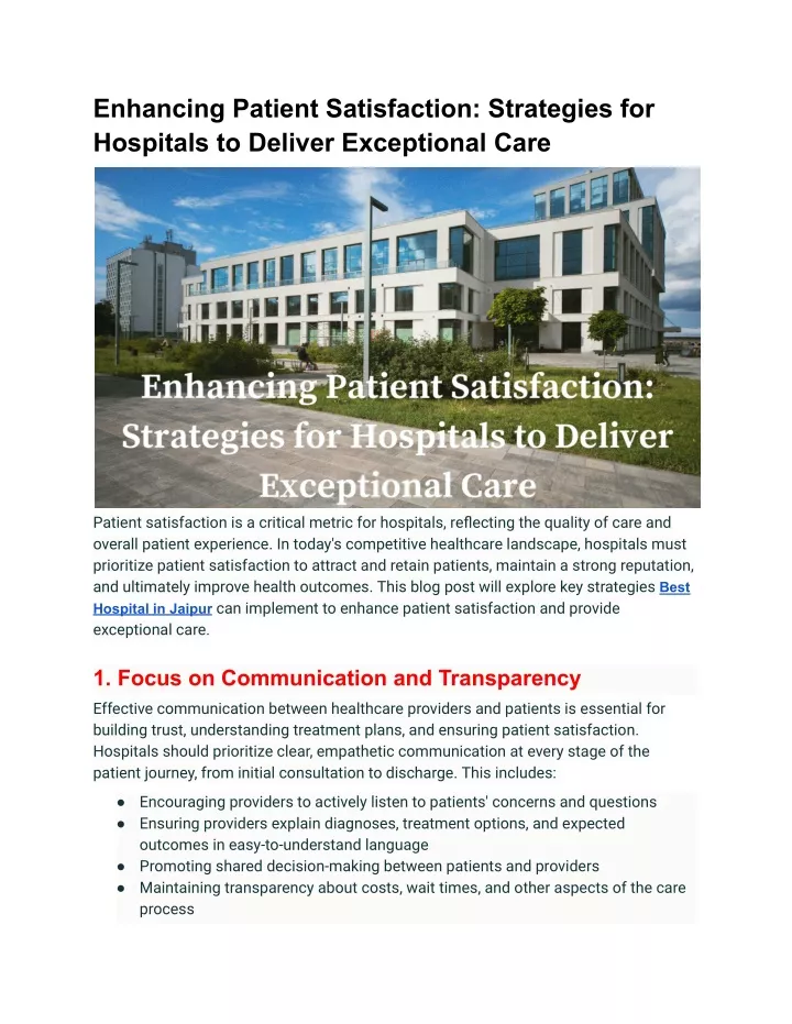 enhancing patient satisfaction strategies