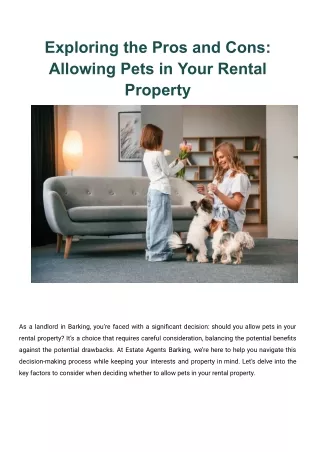 Estate Agents Barking - Exploring the Pros and Cons_ Allowing Pets in Your Rental Property