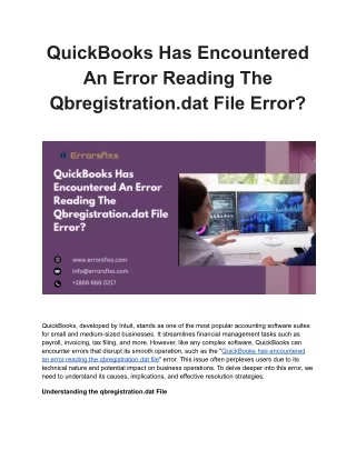 quickbooks has encountered an error reading