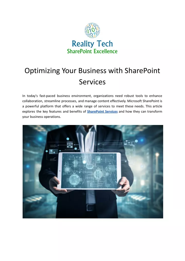 optimizing your business with sharepoint services