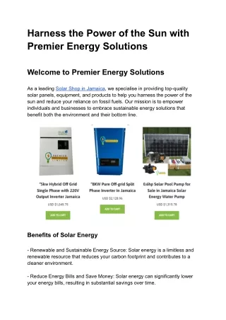 harness the power of the sun with premier energy