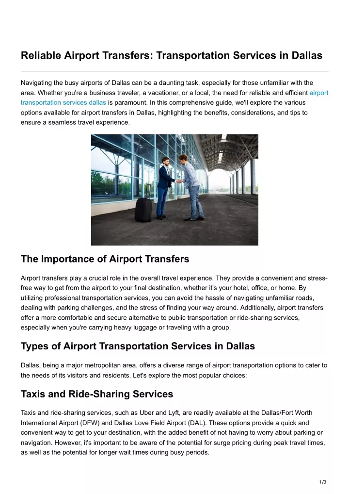 reliable airport transfers transportation