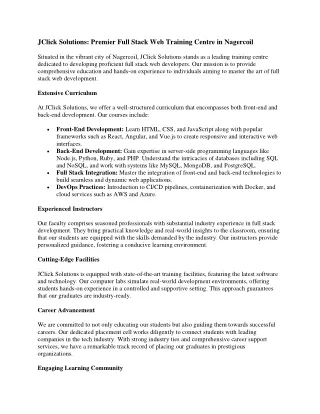jclick solutions premier full stack web training