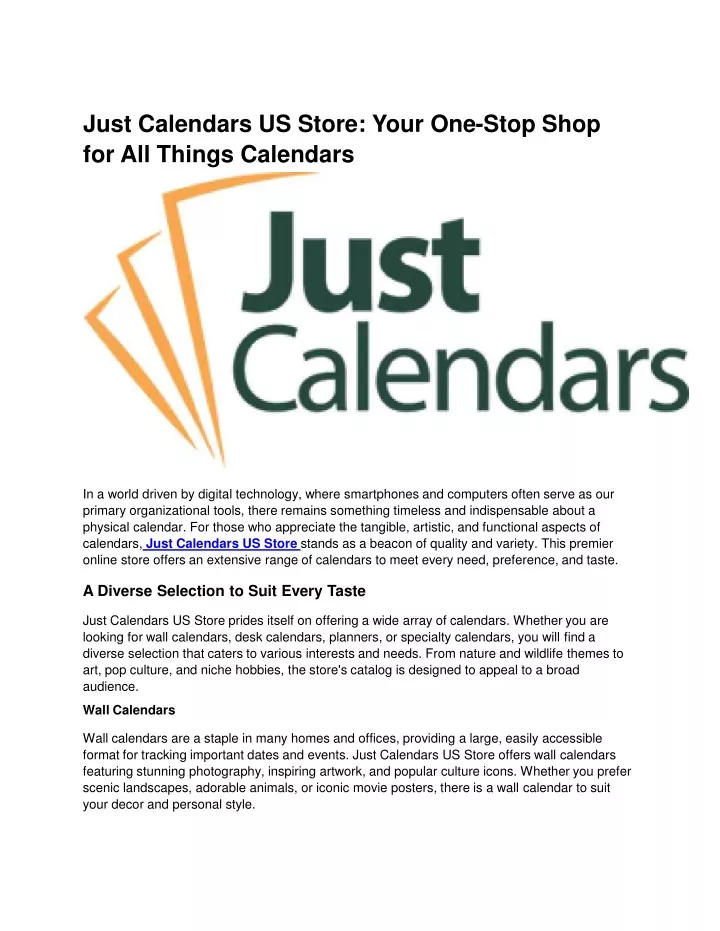 just calendars us store your one stop shop