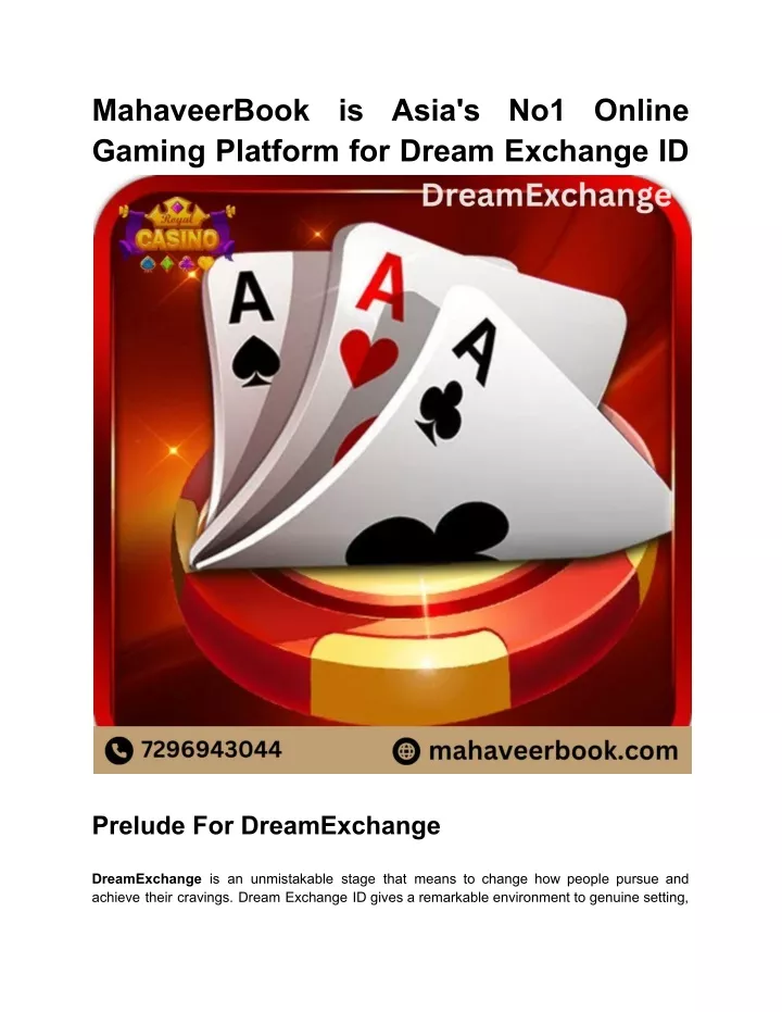 mahaveerbook gaming platform for dream exchange id