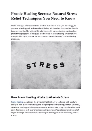 Pranic Healing Secrets: Natural Stress Relief Techniques You Need to Know