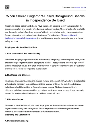 When Should Fingerprint-Based Background Checks in Independence Be Used