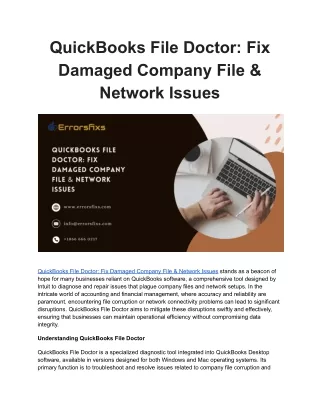 quickbooks file doctor fix damaged company file