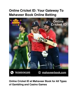 Online Cricket ID_ Your Gateway To Mahaveer Book Online Betting