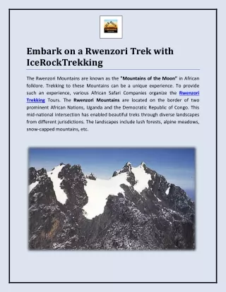 Embark on a Rwenzori Trek with IceRockTrekking