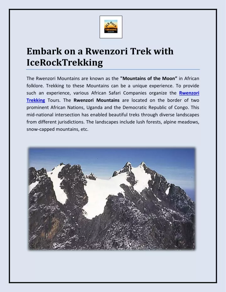 embark on a rwenzori trek with icerocktrekking