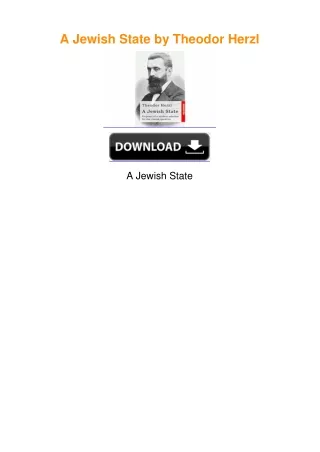 A Jewish State by Theodor Herzl