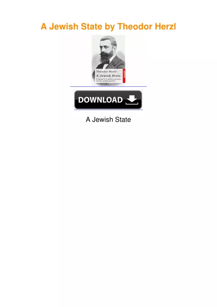 PPT - A Jewish State by Theodor Herzl PowerPoint Presentation, free ...