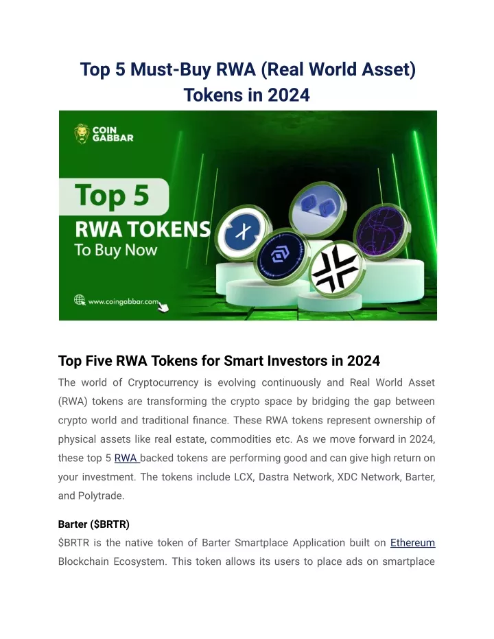 top 5 must buy rwa real world asset tokens in 2024