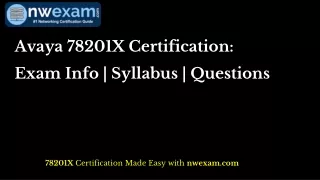 Avaya 78201X Certification: Exam Info | Syllabus | Questions