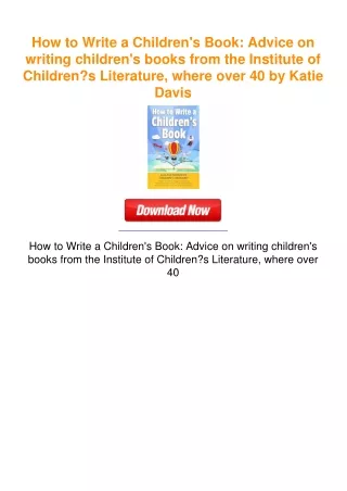 How to Write a Children's Book: Advice on writing children's books from
