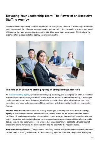 elevating your leadership team the power