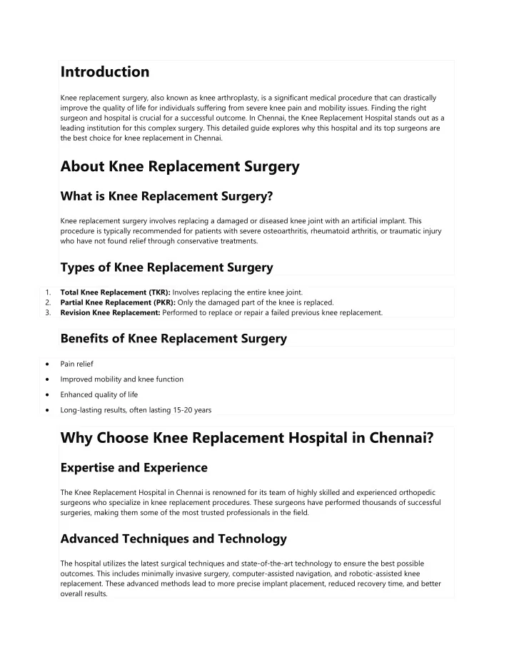 PPT - Best Knee Replacement Surgeon in Chennai PowerPoint Presentation ...