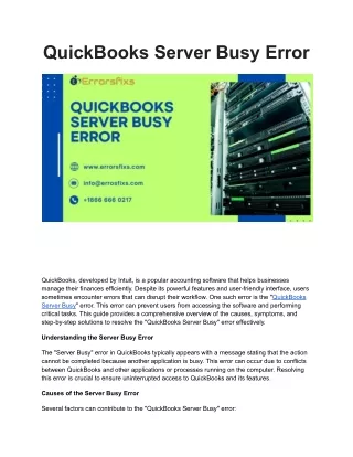 QuickBooks Server Busy Error