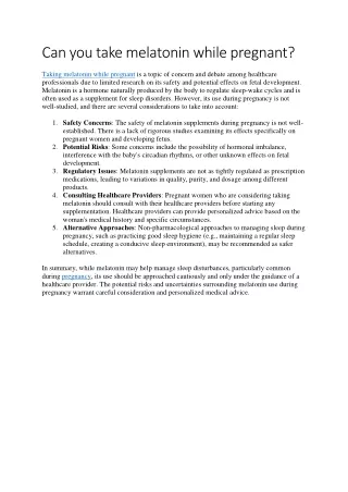 Melatonin During Pregnancy: Safety & Considerations