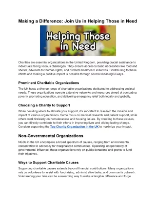 making a difference join us in helping those