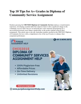 Top 10 Tips for A  Grades in Diploma of Community Service Assignment