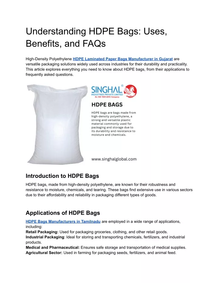 understanding hdpe bags uses benefits and faqs